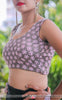 Charcoal Grey Frangipani Floral Raw Silk Blouse