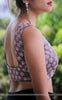 Charcoal Grey Frangipani Floral Raw Silk Blouse