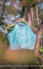 Cyan Blue Raw Silk Blouse With Hand Embroidered Baby Pink Roses