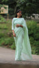 Pista Pure Chiffon Saree with Eyelet Pattern Border Embroidery