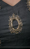 Black Silk-Crepe Blouse With Hand Embroidered Flower and Victorian Art Motif
