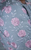 Flower's Breath Gray Cotton-Satin Blouse with Floral Embroidery
