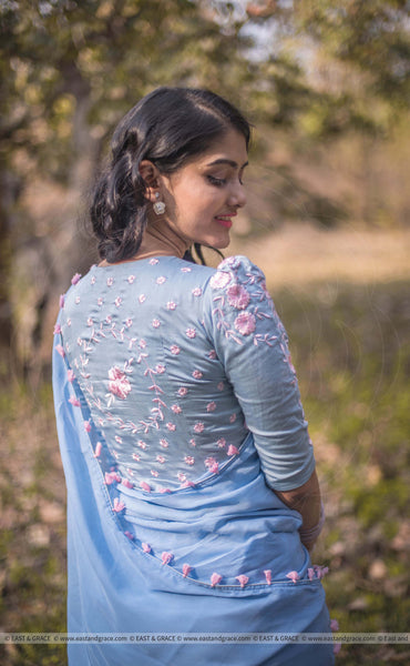 Mimi Pure Silk-Chiffon Hand Embroidered Saree