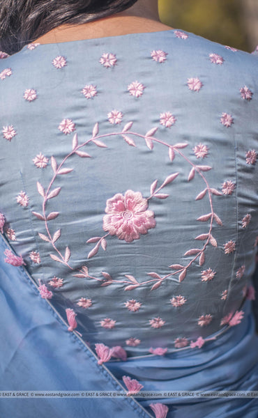 Mimi Pure Silk-Chiffon Hand Embroidered Saree
