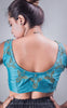 Gold Aviary Sea Blue Raw-Silk Hand Embroidered Blouse