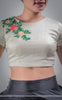 Creamery Raw-Silk Ribbon Embroidered Blouse