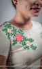 Creamery Raw-Silk Ribbon Embroidered Blouse