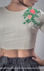 Creamery Raw-Silk Ribbon Embroidered Blouse