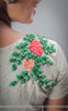 Creamery Raw-Silk Ribbon Embroidered Blouse