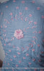 Mimi Light Blue Cotton-Satin Blouse with Floral Hand Embroidery