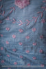 Mimi Light Blue Cotton-Satin Blouse with Floral Hand Embroidery