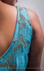 Gold Aviary Sea Blue Raw-Silk Hand Embroidered Blouse