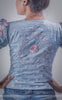 Mimi Light Blue Cotton-Satin Blouse with Floral Hand Embroidery
