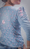 Mimi Light Blue Cotton-Satin Blouse with Floral Hand Embroidery