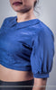 Ink Stain Blue Cotton-Satin Blouse With Bows