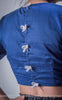 Ink Stain Blue Cotton-Satin Blouse With Bows