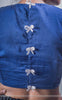 Ink Stain Blue Cotton-Satin Blouse With Bows