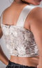 Magnolia White Pure Silk-Organza & Lycra-Satin Blouse with White Floral Embroidery