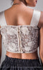 Magnolia White Pure Silk-Organza & Lycra-Satin Blouse with White Floral Embroidery