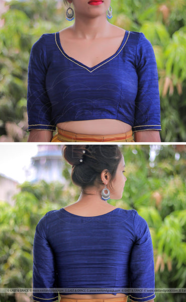 Dark Blue Raw Silk Blouse