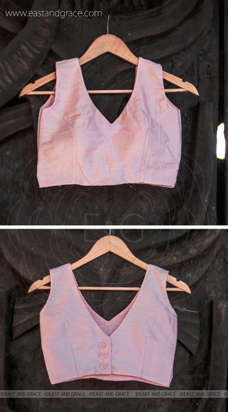 Winterland Baby Pink Raw-Silk Hand Embroidered Designer Blouse